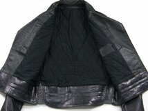 新品 BALENCIAGA 定価49万9400円 【イタリア製 本革】 レザー ライダース 48 黒 牛革 やぎ革 オーストリッチ 2013 バレンシアガ ★271468_画像4