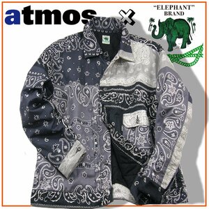 新品 【atmos x ELEPHANT BRAND】 バンダナ トラックジャケット 中綿入 秋冬 L ペイズリー アウター 352862 アトモス エレファントブランド