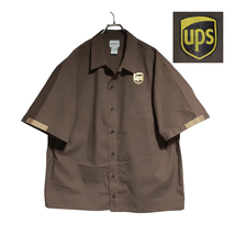 WEAR GUARD 半袖ワークシャツ size XL オーバーサイズ ブラウン ゆうパケットポスト可 胸 背中 プリント ロゴ UPS 古着 洗濯 プレス済 792_画像1