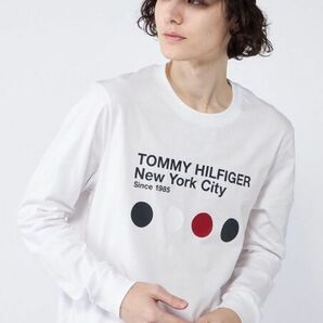 ◎新品◎トミーヒルフィガーメトロドットロング スリーブTシャツ 　メンズホワイトLサイズ
