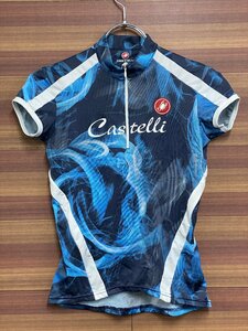 HF156 カステリ CASTELLI 半袖 サイクルジャージ 青 白 XS ※擦れ