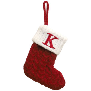 イニシャル ソックス (K) Initial Socks クリスマス 飾り 靴下 吊り下げ ニット サンタ 装飾 インテリア ツリー プレゼント 【メール便OK】