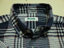 美品 LOGOS ロゴス 長袖ボタンダウンネルシャツ サイズＬ 白地に黒+青+赤+グレーのタータンチェック ポケットは柄合わせ ラウンドカット_画像2