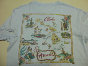 美品 Sun Surf サンサーフ 半袖Tシャツ 水色無地のバックプリント 左袖にタグ付き 1980年代品 東洋エンタープライズ