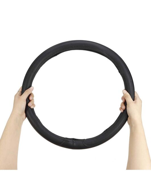 車のステアリングホイールカバー革強い柔軟性38 cm-ブラック