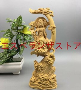 木彫 仏教美術 精密彫刻 仏像 手彫り 極上品 水月観音