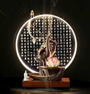 [エスペランザストア]仏教美術　仏の手　蓮　仏像　仏教美品　台座付き　香立　ライト付き　インテリア　装飾品 工芸品　禅の置物 逆流香