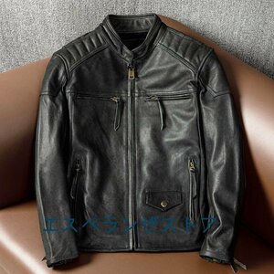 [エスペランザストア]レザージャケット メンズ ハレージャケット　バイクジャケット　牛革　本革　革ジャン S～5XL