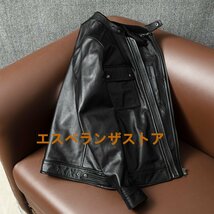 [エスペランザストア]秋冬　ライダース 牛革 レザージャケット カウハイド 革ジャン メンズ本革 立ち襟　 Ｓ～5XL 黒_画像2