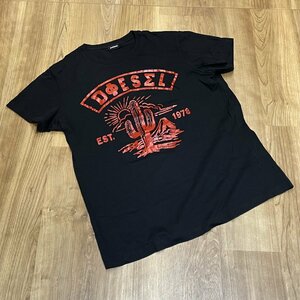 新品同様 DIESEL SM T-SHATY プリント 半袖Tシャツ XLサイズ メンズ ブラック サボテン コットン100％ クルーネック 質セブン あ‐10