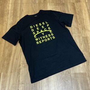 新品同様 DIESEL JUST J5 半袖Tシャツ L メンズ ブラック コットン100％ プリント クルーネック ジャスト ディーゼル 質セブン あ‐10