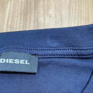 極美品 DEISEL Wロゴ プリント 半袖Tシャツ Lサイズ メンズ ネイビー系 コットン100％ クルーネック ディーゼル 質セブン あ‐10の画像6