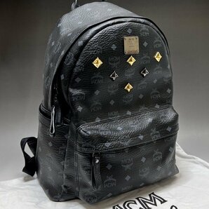 極美品 MCM ヴィセトス スタッズ リュック ブラック バックパック レザー メンズ レディース リュックサック 福井県質屋の質セブンの画像1