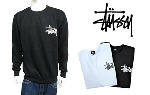 tr-STUSSY01-Bk-M STUSSY ロゴ スウェット トレーナー USサイズ インポート ビー系 ヒップホップ 秋冬トップス