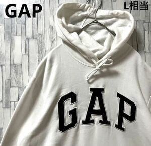 GAP Gap Parker sweat size Mte Caro go big Logo embroidery badge white long sleeve pull over reverse side nappy free shipping 