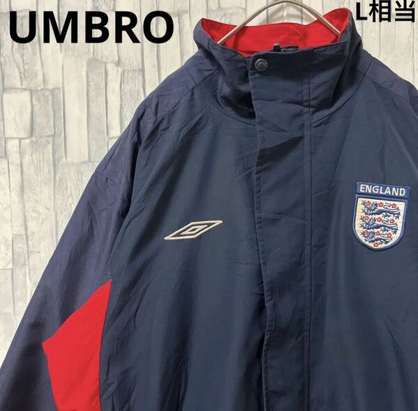 UMBRO アンブロ サッカー イングランド代表 ナイロンジャケット ジャージ M シンプルロゴ 刺繍ロゴ ワッペン デサント トレーニングウェア