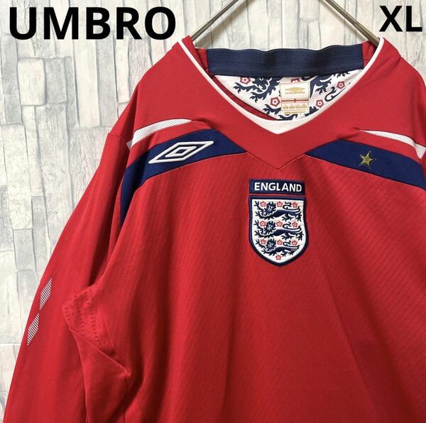 UMBRO アンブロ サッカー イングランド代表 ユニフォーム ゲームシャツ ロンT 長袖 刺繍ロゴ ワッペン サイズXL 2008年-2010年 送料無料