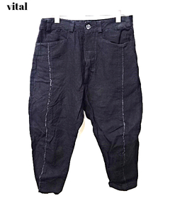 1 ¥35,200【Vital / VT-2002 / Cropped Pants / BLACK バイタル クロップドパンツ ブラック リネンパンツ 麻 ブラック ヴァイタル】