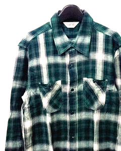 L【FIVEBROTHER L/S CHECK SHIRT GREEN ファイブブラザー チェックシャツ グリーン】