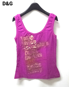 30/44【D&G TANK TOP DOLCE&GABBANA D&G タンクトップ PINK PURPLE ピンク パープル】