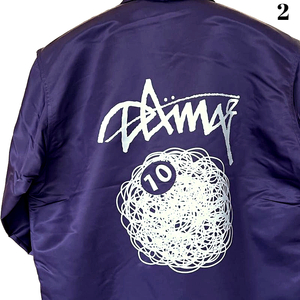 2 新品【K's surf ride x DAMA SURFBORDS COACHES JACKET(W-Name Limited) / PURPLE × SILVER コーチジャケット】