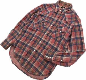 Ли ☆ nell рубашка чек на рубашку Snap Butte Red Navy Green M осень / зима западные американские кастриты использовали одежду ■ Bm11