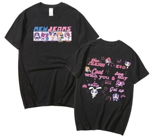 【新品/送料無料】NewJeans/ニュージーンズ 両面プリントTシャツ K-POP 【 黒 Lサイズ 】パワーパフガールズ Powerpuff Girls TWICE IVE