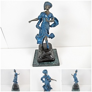 ◆[A118]ブロンズ像　『貴婦人』　高さ/約44cm　重量/約10kg　銅器　女性像　人物像　アンティーク　オブジェ　西洋美術