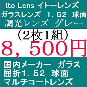 ●大特価セール●ガラスレンズ▲グレー色 調光レンズ▲ 屈折1.52 1 IT11