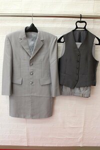  first come, first served! free shipping *3500 jpy uniformity sale * used * tuxedo *Q-925-16*AB6* stripe gray series / fastener part dirt 