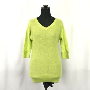 チャンセリーレーン★カシミヤ100％/五分袖セーター【women’s size -S/黄緑/lightgreen】Tops/Shirts/chancery lane◆BH244