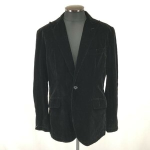 オーセンティック/AUTHENTIC★フロッキー加工/極上ベロア/テーラードジャケット【メンズLL/黒/black】総裏地/Jackets◆pBH264