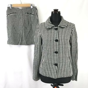 ポーランド製★アニエスベー/agnes b.★アンゴラ混/ミニスカートスーツ【1/size-S/黒×白/black×white】Jackets/skirt/Set up◆pBH287