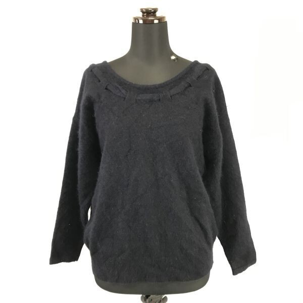 日本製★コムサデモード/COMME CA DU MODE★ボートネック/ニットセーター【レディースM程度/紺/navy blue】sweater◆BH309