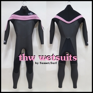 5×3㎜セミドライ/ロングチェストジップ　【thw wetsuits】最新軽量伸縮起毛素材　レディースウェットスーツ/サンセットサーフ