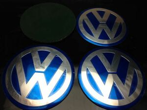 VW フォルクスワーゲン 70mm 青銀 4枚 ステッカー ホイールキャップ ゴルフ ポロ ビートル ティグアン パサート アップ タイプⅱ