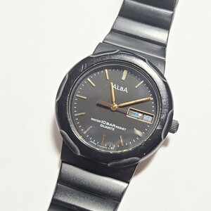 MT216LL SEIKO セイコー ALBA アルバ クォーツ 腕時計 Y143-6080 リストウォッチ メンズ ブラック×ゴールド 10気圧防水 