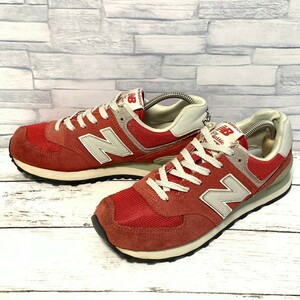 R4814bE New Balance ニューバランス スニーカー 24cm レッド系×グレー系 レディース ML574DRD Classic クラシック ランニング スウェード