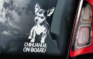 ◆送料無料【チワワ】外張り カーステッカー 220×100mm外貼り カー ステッカー 車 ガラス ウインドウ シール DOG ON BOAD 犬 Ｄ1 2382 