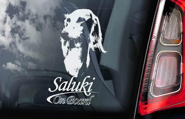 ◆送料無料【サルーキ/Saluki/ペルシアン・ハウンド】外張り カーステッカー 190×100mm@外貼り カー ステッカー 車 シール 犬 D1 3920