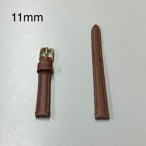 時計ベルト レザーベルト BAMBI バンビ ベルト 11mm BCM03C-H 牛革 カーフ　替ベルト 交換ベルト ブラウン