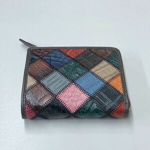 ミニ財布　クロコダイル　ワニ皮　ワニ革　パッチワーク　折り財布　ショートウォレット　レザー　小銭入れ　コインケース　29