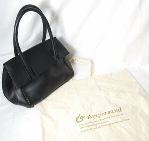 美品 Ampersand アンパサンド レザー 台形 セミショルダー ハンドバッグ ブラック 104