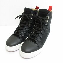 ほぼ未使用 Christian Louboutin クリスチャンルブタン SMARTIC FLAT RUBB CROSTA WAX ハイカット スニーカー 41 1/2 約26.5cm ブラック_画像1