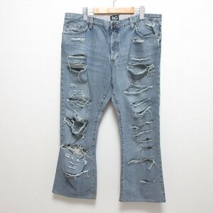  beautiful goods D&Gti-&ji-DOLCH&GABBANA Dolce & Gabbana crash processing wide Denim pants jeans large size 40 light blue 