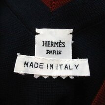 ほぼ未使用 HERMES エルメス シルク×カシミヤ バックVネック 半袖 ニット チュニック 38サイズ ネイビー×ボルドー_画像8