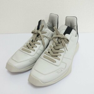 ほぼ未使用 21-22SS Rick Owens リックオウエンス PHLEG LOW SNEAKERS レザー ローカット スニーカー 41 約26cm ホワイト×ブラック