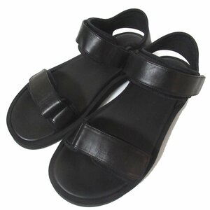  beautiful goods 23SS THE ROW The low HOOK AND LOOPnapa leather Flat sandals F1160-N60-BLK 38 size 25cm corresponding black 