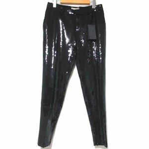 新品 未使用 18-19AW SAINT LAURENT PARIS サンローランパリ スパンコール スラックス パンツ F36サイズ ブラック