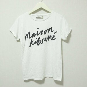 ほぼ美品 Maison Kitsune メゾンキツネ 半袖 ロゴプリント Tシャツ カットソー S ホワイト 905